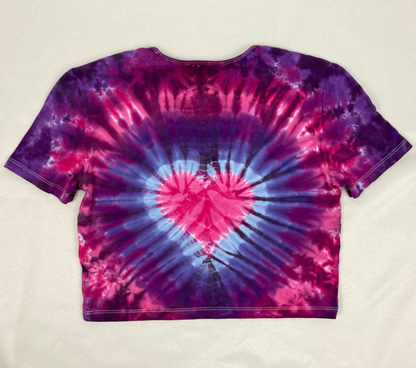 Women’s Pink/Purple Heart Tie-Dyed S/S Crop Top, L