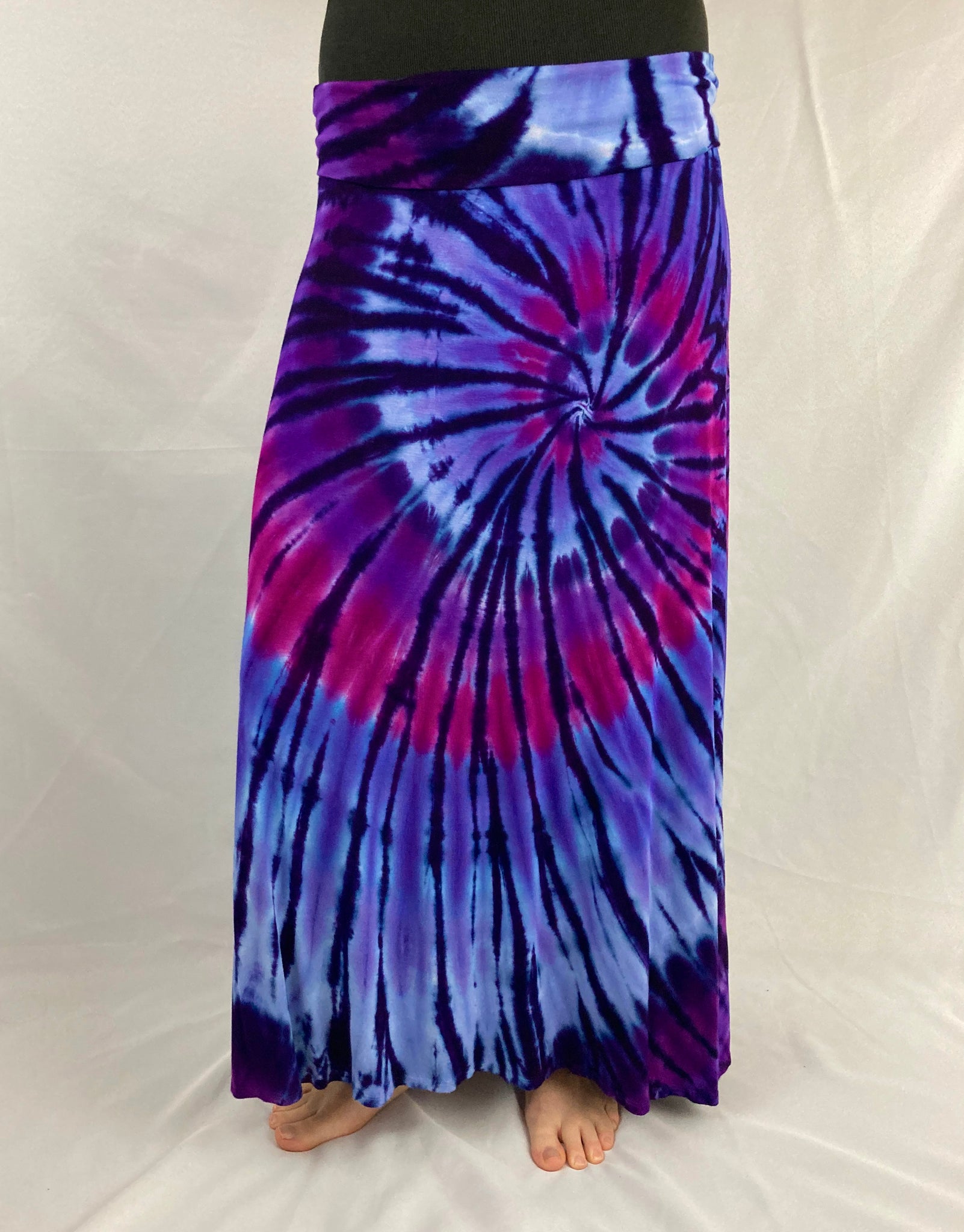 Women's Purple Spiral Long Rayon Maxi Skirt, S