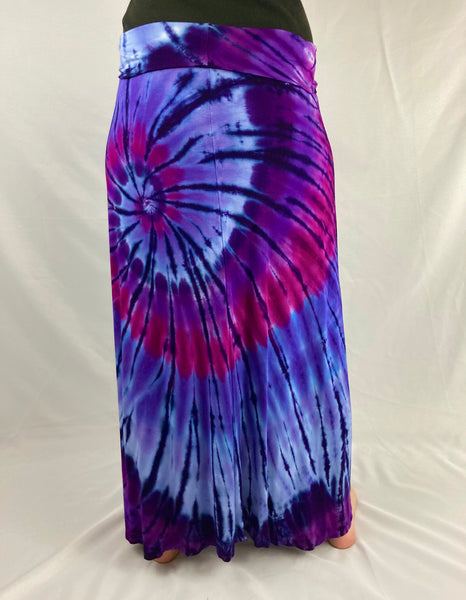 Women's Purple Spiral Long Rayon Maxi Skirt, S