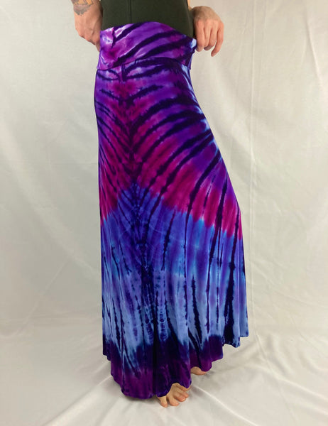 Women's Purple Spiral Long Rayon Maxi Skirt, S