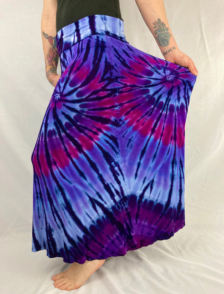 Women's Purple Spiral Long Rayon Maxi Skirt, S