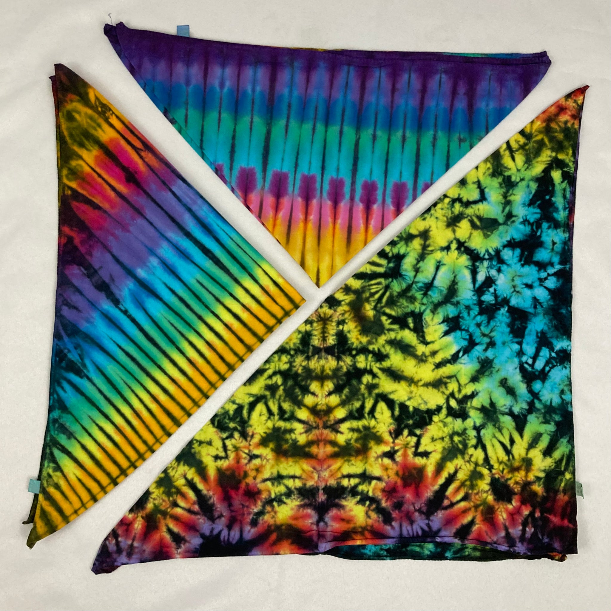 Bright Rainbow Tie-Dyed Bandanas