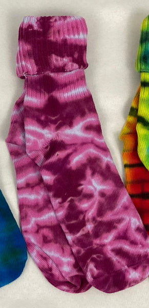 Adult Multi-Color Ice/Tie-Dyed Cotton Socks, 9-11