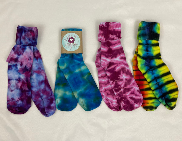 Adult Multi-Color Ice/Tie-Dyed Cotton Socks, 9-11