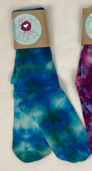 Adult Multi-Color Ice-Dyed Cotton Socks, 11-13