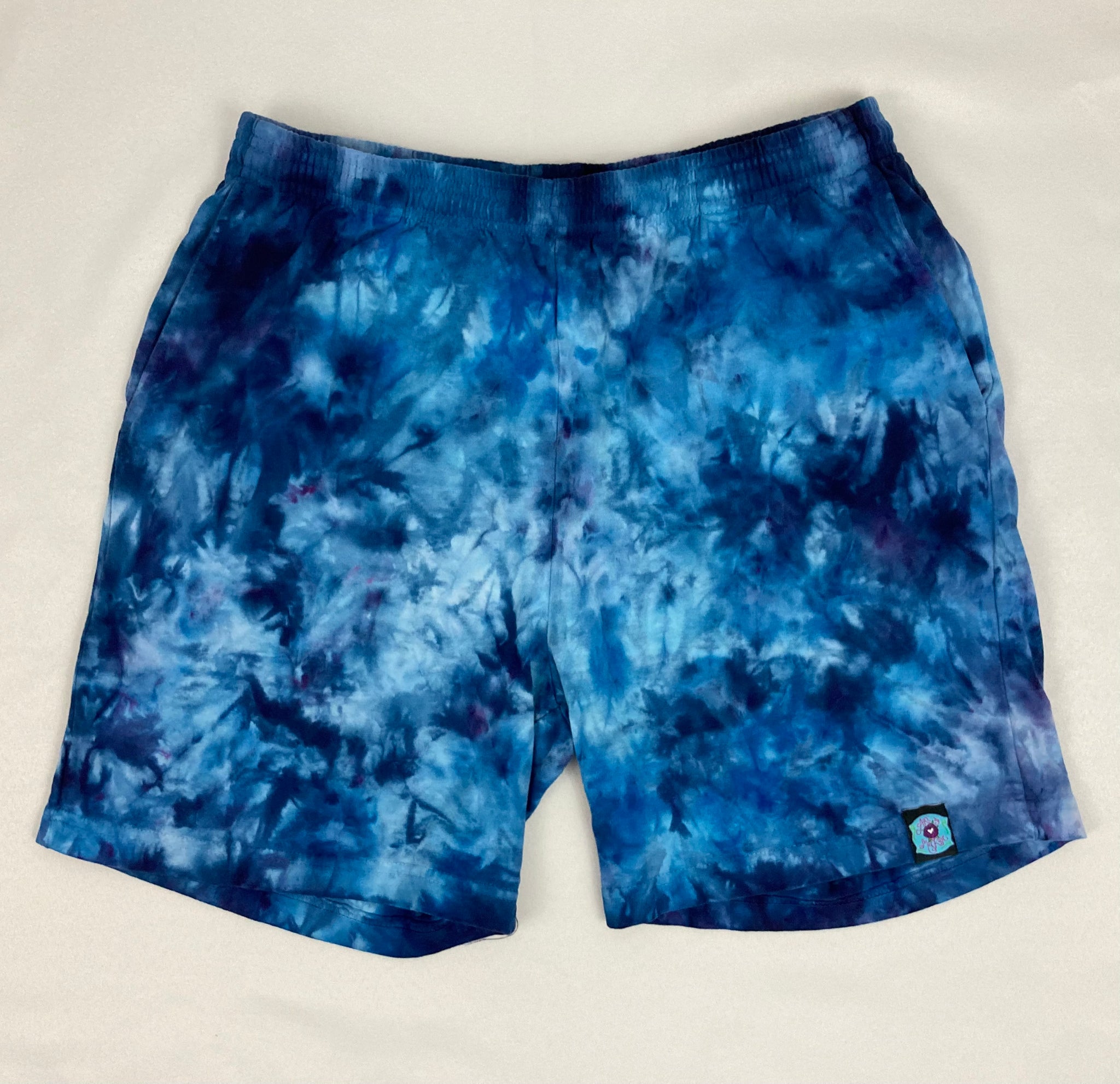 Men’s/Unisex Blue Ice-Dyed Shorts, M (32)