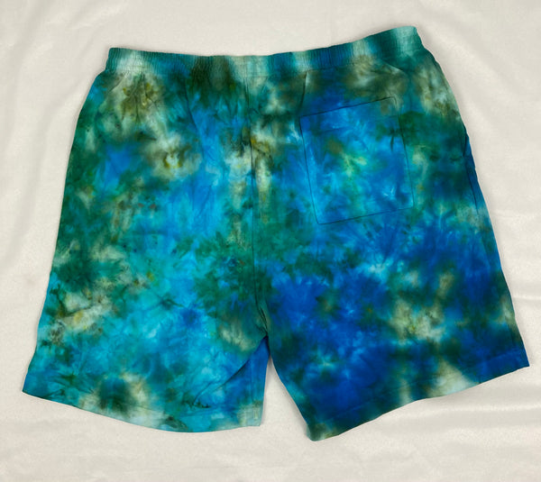 Men’s/Unisex Blue/Green Ice-Dyed Shorts, XL (36)