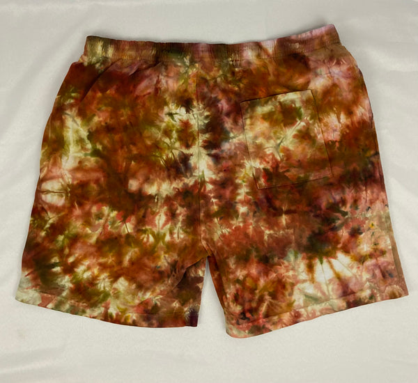 Men’s/Unisex Rust Brown Ice-Dyed Shorts, XL (36)