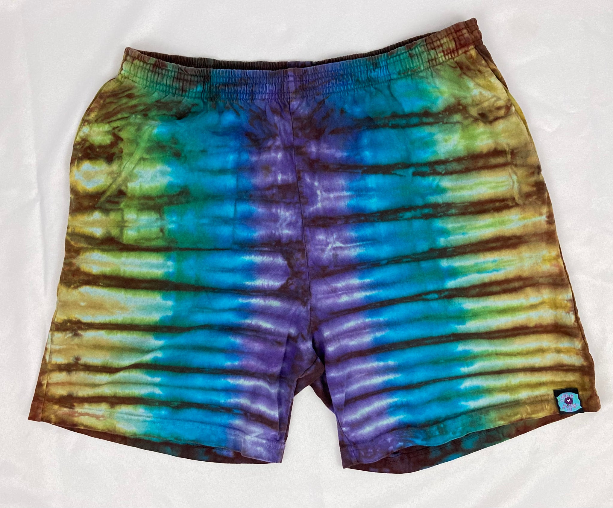 Men’s/Unisex Earthy Tie-Dyed Shorts, 2X (38)