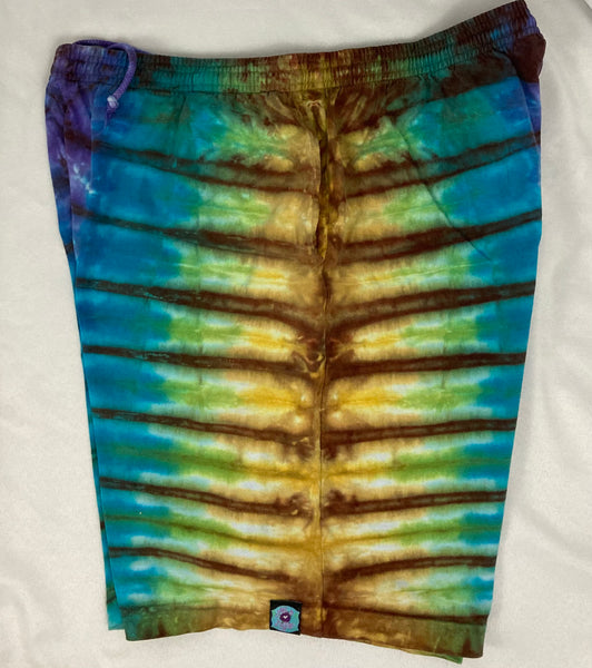 Men’s/Unisex Earthy Tie-Dyed Shorts, 2X (38)