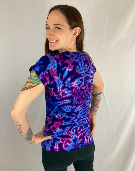 Women's Purple/Blue Crush Tie-dyed Scoop Neck Tee, L