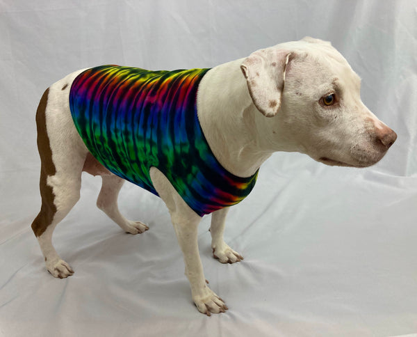 Doggie Rainbow Black Striped Tie-Dyed Tank, XS, S & XL