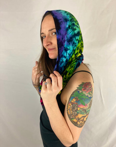 Rainbow Black Crush Tie-dyed Rayon Infinity Scarf