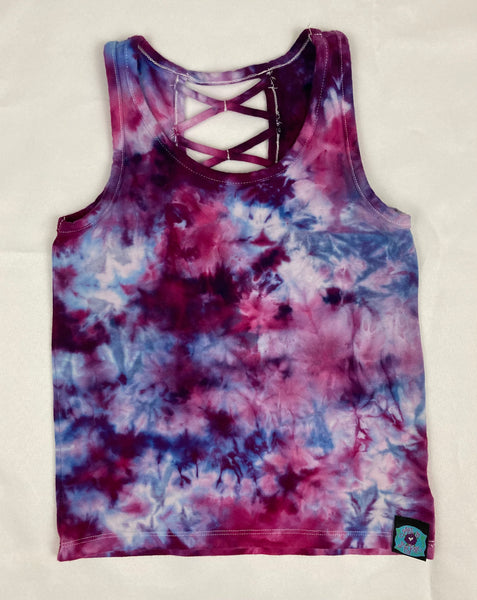 Girls Pink/Purple Ice-Dyed Tank, S (6-7)