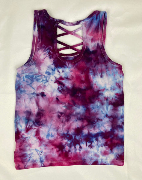 Girls Pink/Purple Ice-Dyed Tank, S (6-7)