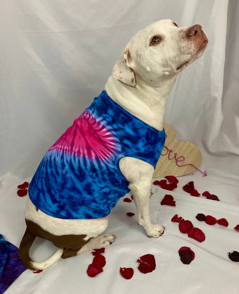 Doggie Pink/Blue Heart Tie-Dyed Tank, M, XL-3X