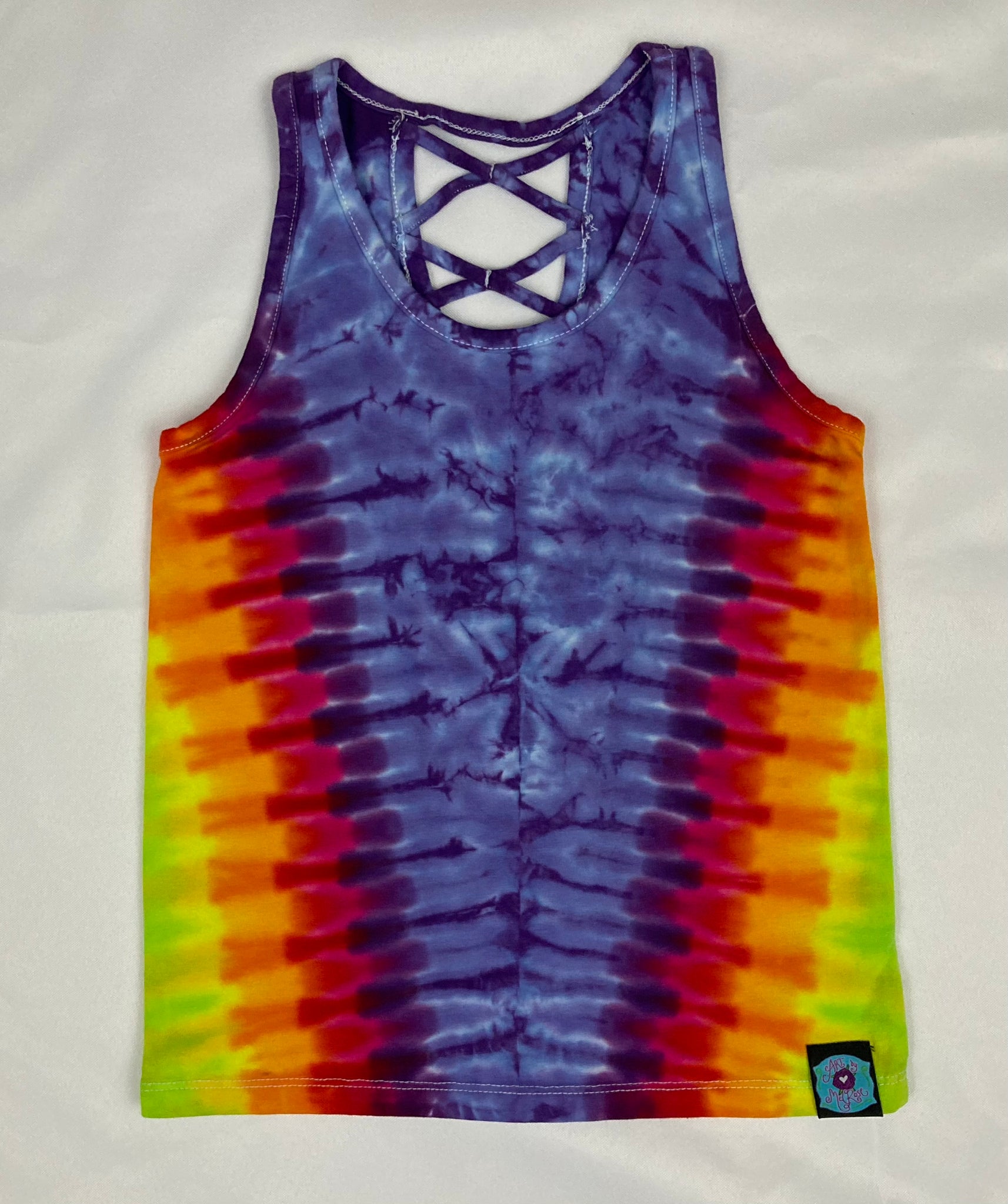 Girls Purple/Rainbow Tie-Dyed Tank, M (8)
