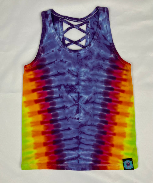 Girls Purple/Rainbow Tie-Dyed Tank, M (8)