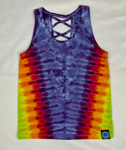 Girls Purple/Rainbow Tie-Dyed Tank, M (8)