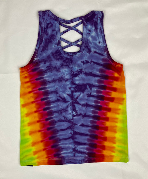 Girls Purple/Rainbow Tie-Dyed Tank, M (8)