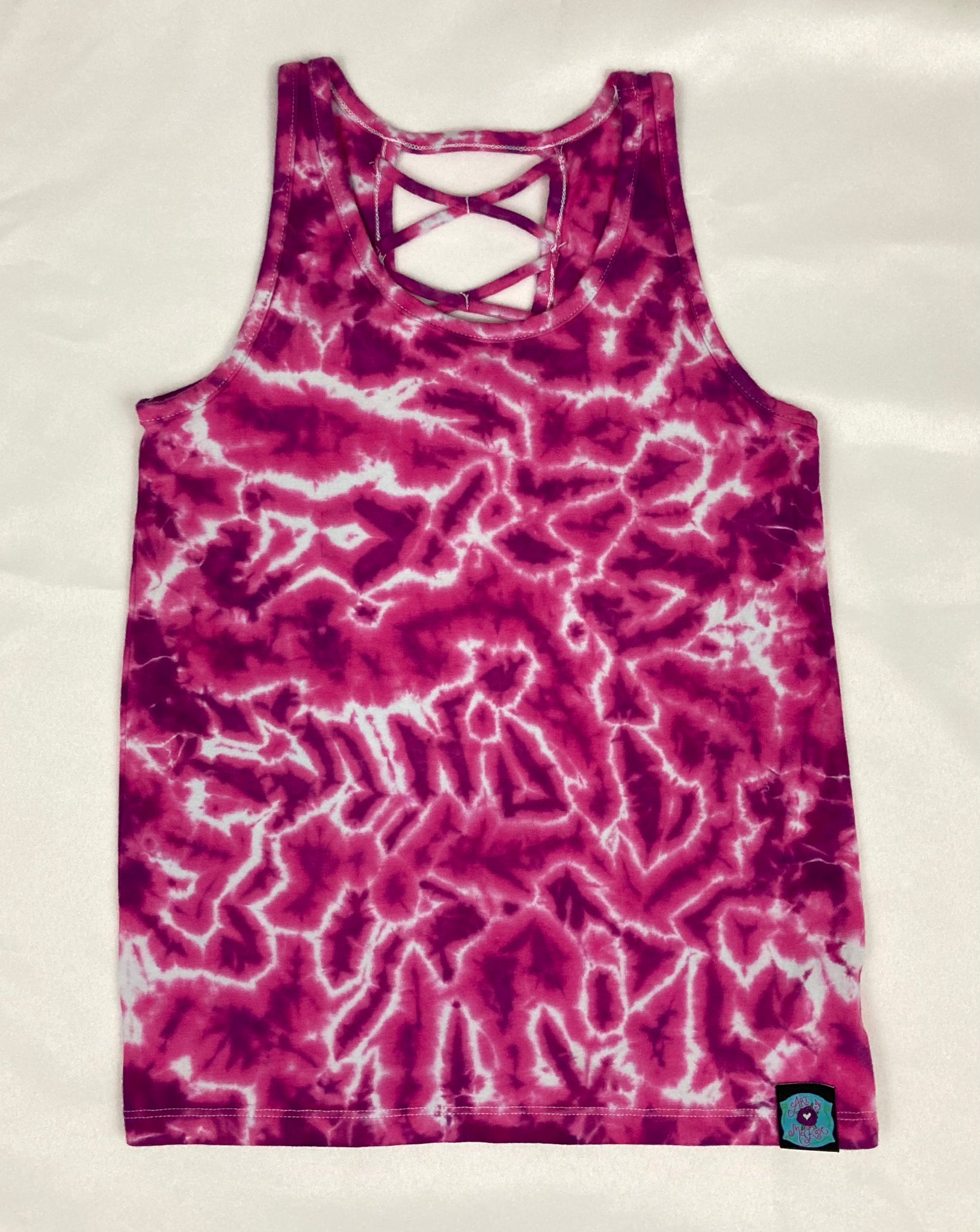 Girls Pink Crush Tie-Dyed Tank, L (10-12)