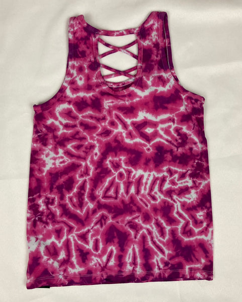 Girls Pink Crush Tie-Dyed Tank, L (10-12)