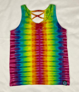 Girls Rainbow Stripe Tie-Dyed Tank, XL (14-16)