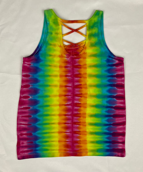 Girls Rainbow Stripe Tie-Dyed Tank, XL (14-16)