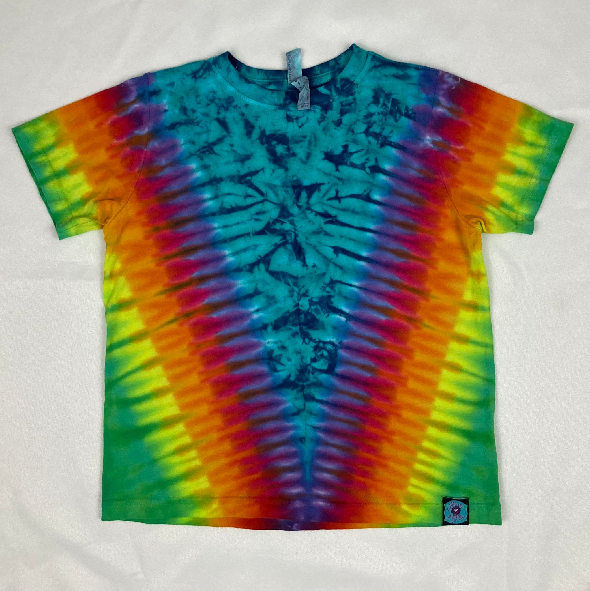 Youth Aqua/Rainbow Tie-Dyed Tee, 7