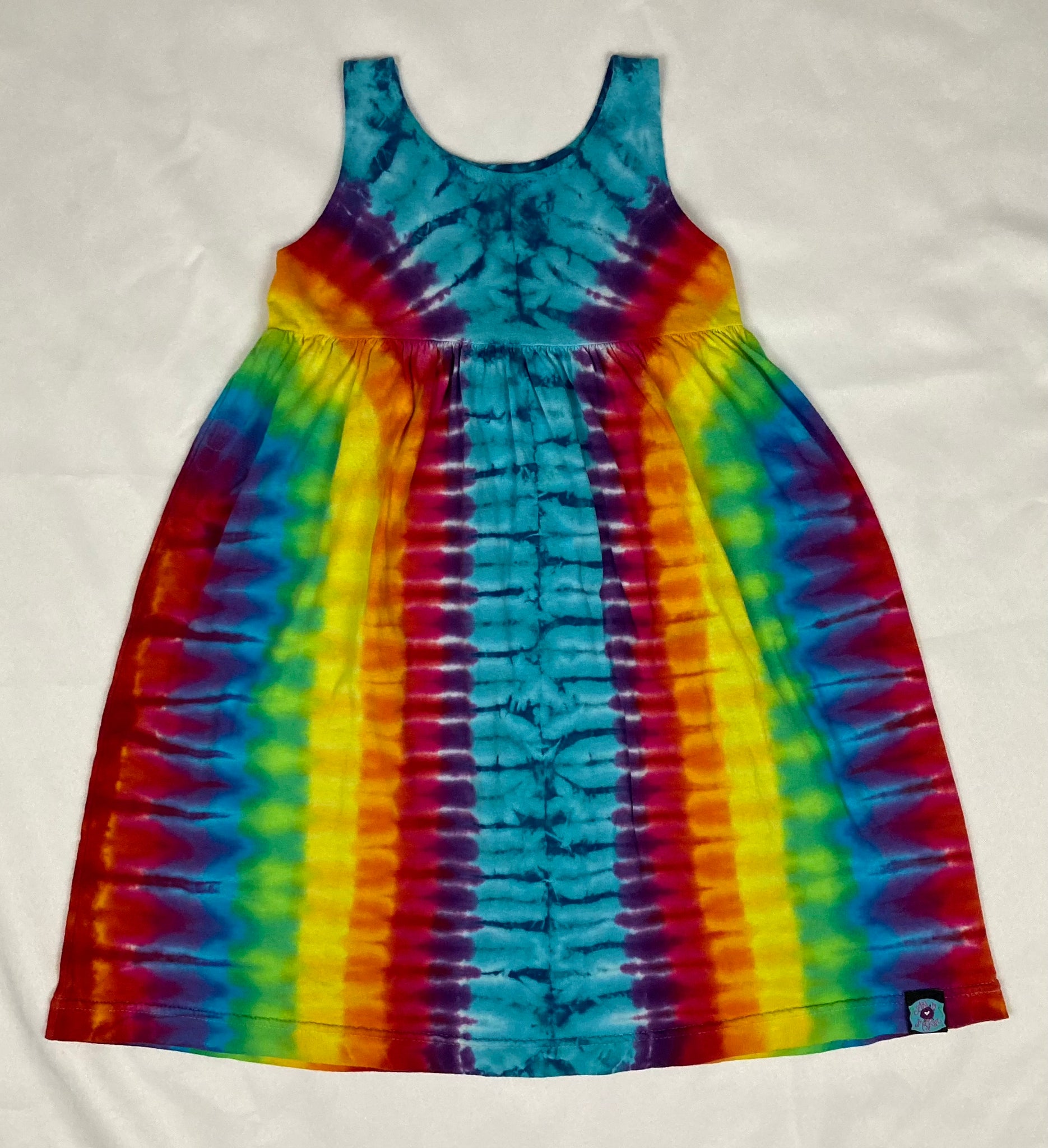 Youth Aqua/Rainbow Tie-Dyed Dress, 6