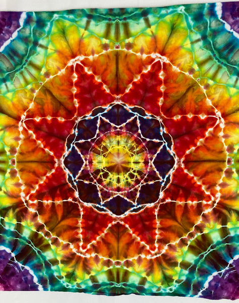 30" x 45" Rainbow Mandala Ice-dyed Mini Tapestry/Wall Hanging