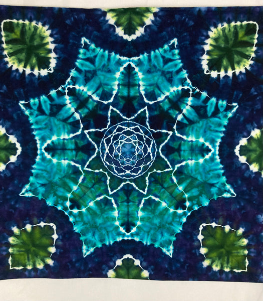 30" x 45" Ocean Mandala Ice-dyed Mini Tapestry/Wall Hanging