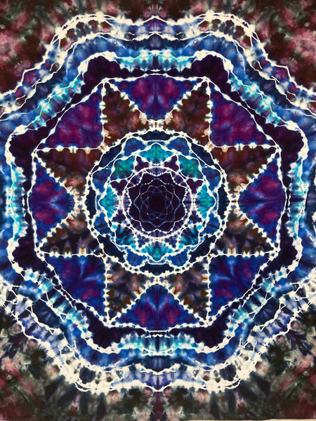 58" x 58" Midnight Mandala Ice-dyed Tapestry/Wall Hanging