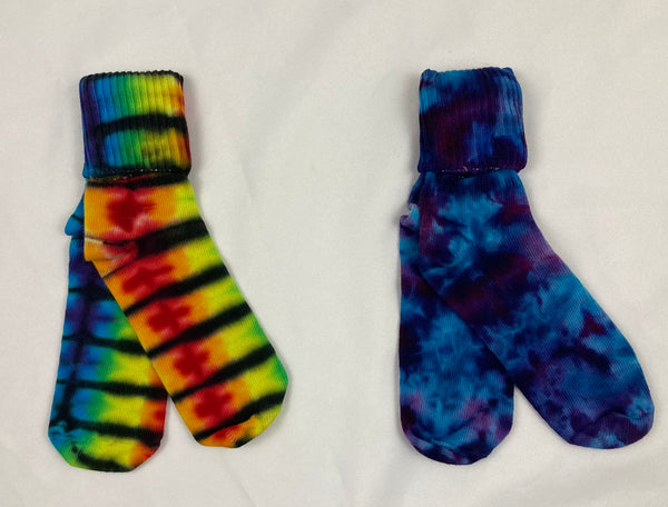 Adult Multi-Color Ice/Tie-Dyed Cotton Socks, 9-11