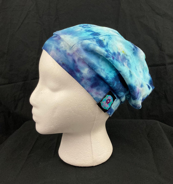 Blue Ice-Dyed Slouchy Beanie - Small (youth 12)