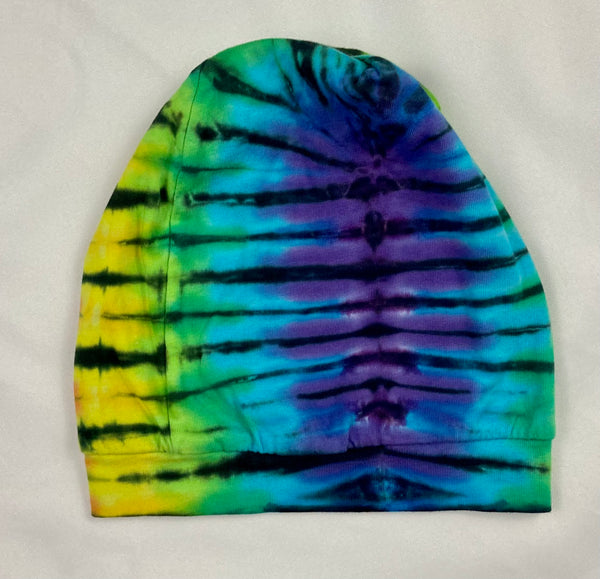 Black/Rainbow Tie-Dyed Slouchy Beanie - Small (youth 12)