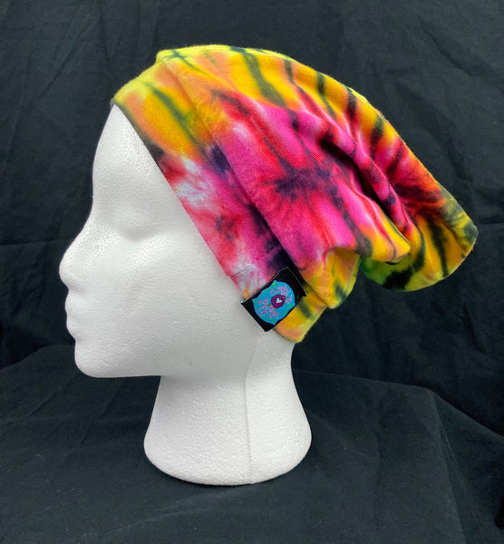 Black/Rainbow Tie-Dyed Slouchy Beanie - Small (youth 12)