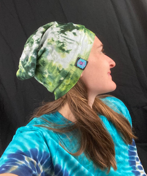 Green Ice-Dyed Slouchy Beanie - Medium (average Adult)