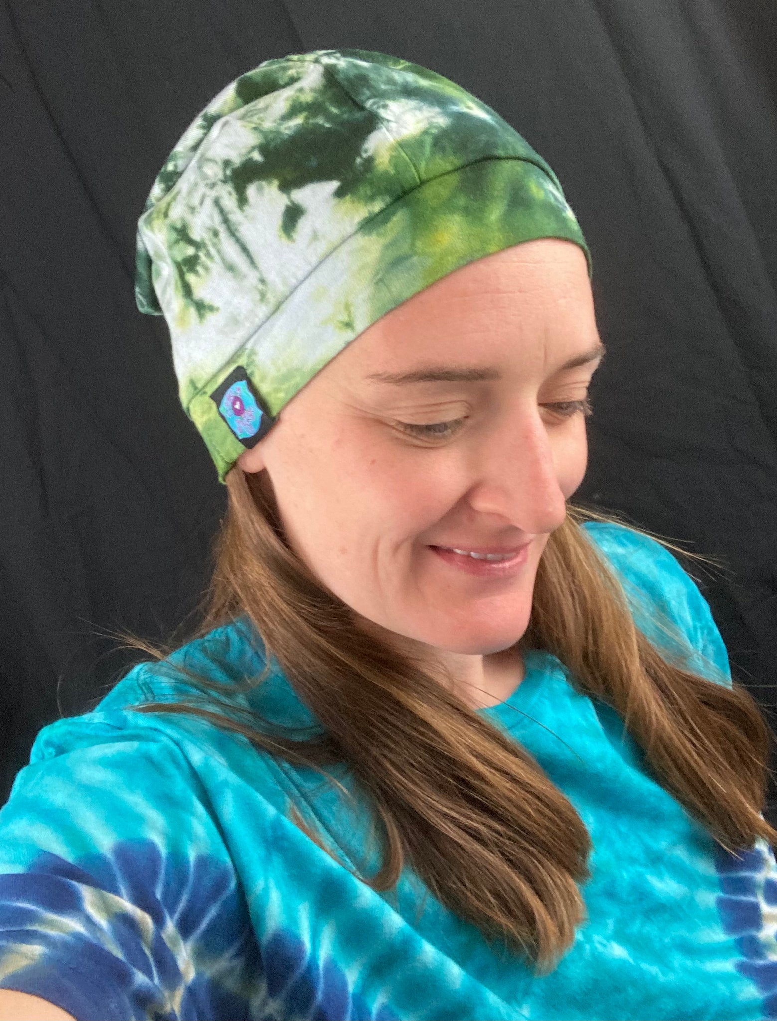 Green Ice-Dyed Slouchy Beanie - Medium (average Adult)