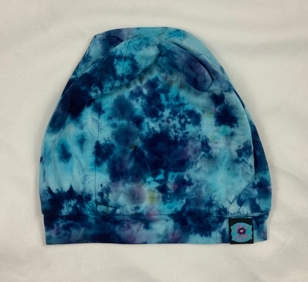 Blue Ice-Dyed Slouchy Beanie - Medium (average Adult)