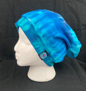 Blue Tie-Dyed Slouchy Beanie - Large Adult