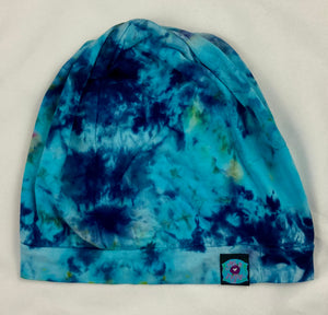 Blue Ice-Dyed Slouchy Beanie - Large Adult (single layer)