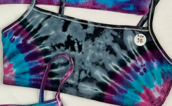 Women's Tie-dyed Bralette, size 38 - blue/purple