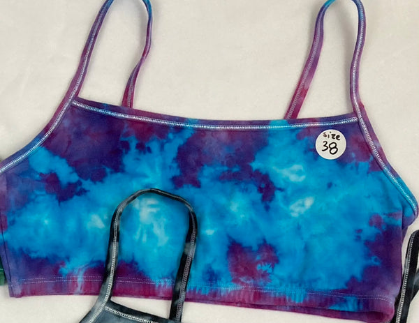 Women's Tie-dyed Bralette, size 38 - blue/purple