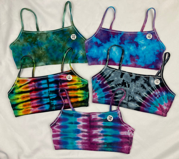 Women's Tie-dyed Bralette, size 38 - blue/purple