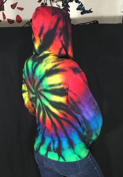 Adult Rainbow Spiral Tie-Dyed Hoodie, S