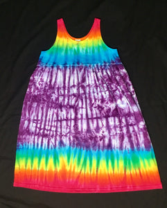 Girls Purple/Rainbow Striped Tie-Dyed Dress, Size 10