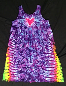 Girls Purple/Rainbow Heart Tie-Dyed Dress, Size 12