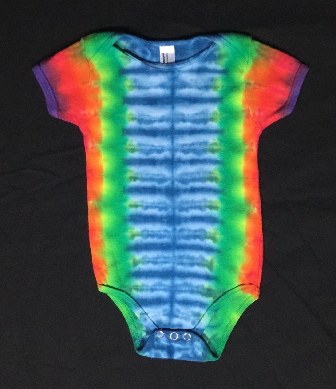 Baby Blue/Rainbow Pleated Tie-Dyed One-Piece, 3-6M
