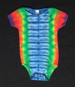 Baby Blue/Rainbow Pleated Tie-Dyed One-Piece, 3-6M